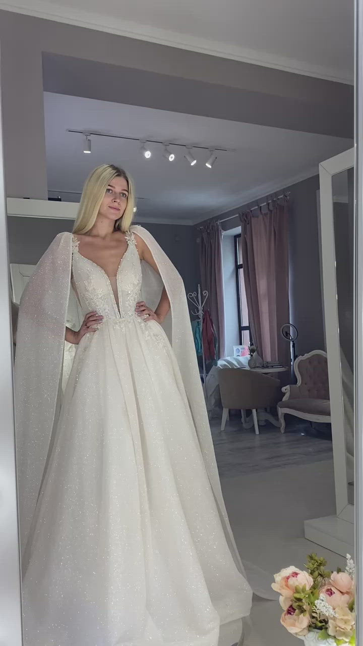 Annette - A-Line Wedding Dress with Detachable Sleeves