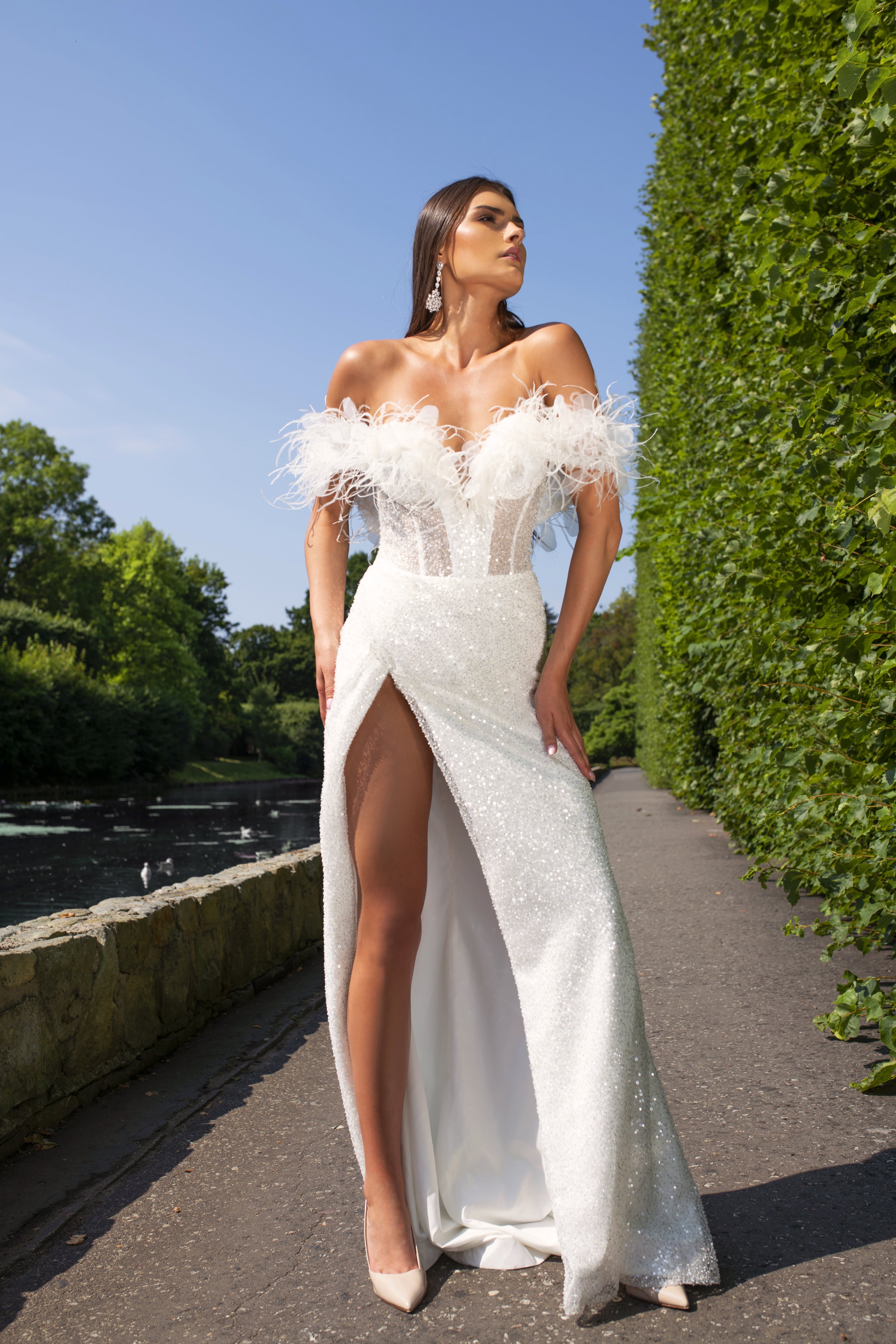 Dominique - Glam Convertible Wedding Dress with Sweetheart Neckline - Maxima Bridal