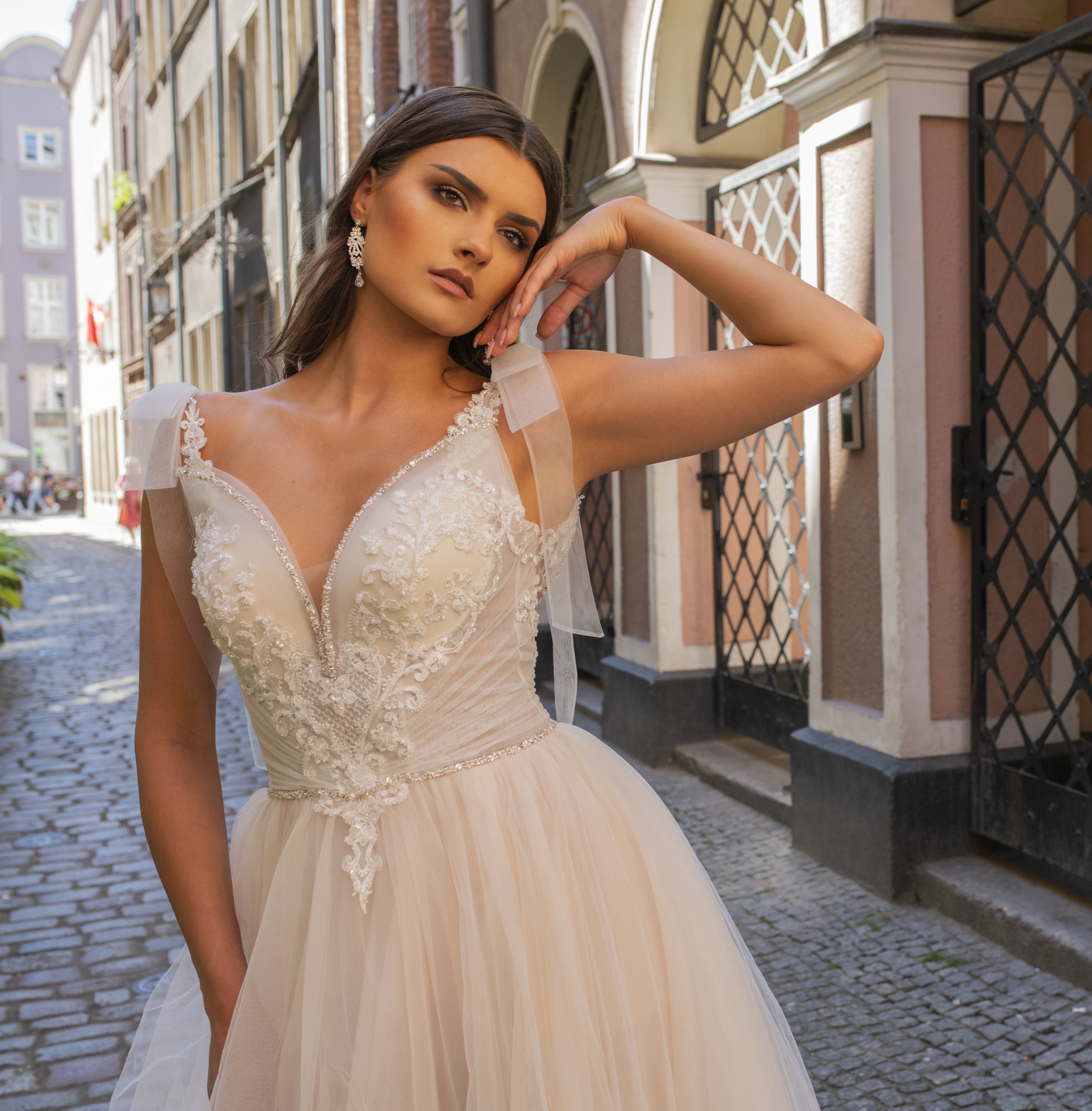 Coralie - Feminine A-Line Wedding Dress with Tulle Skirt - Maxima Bridal