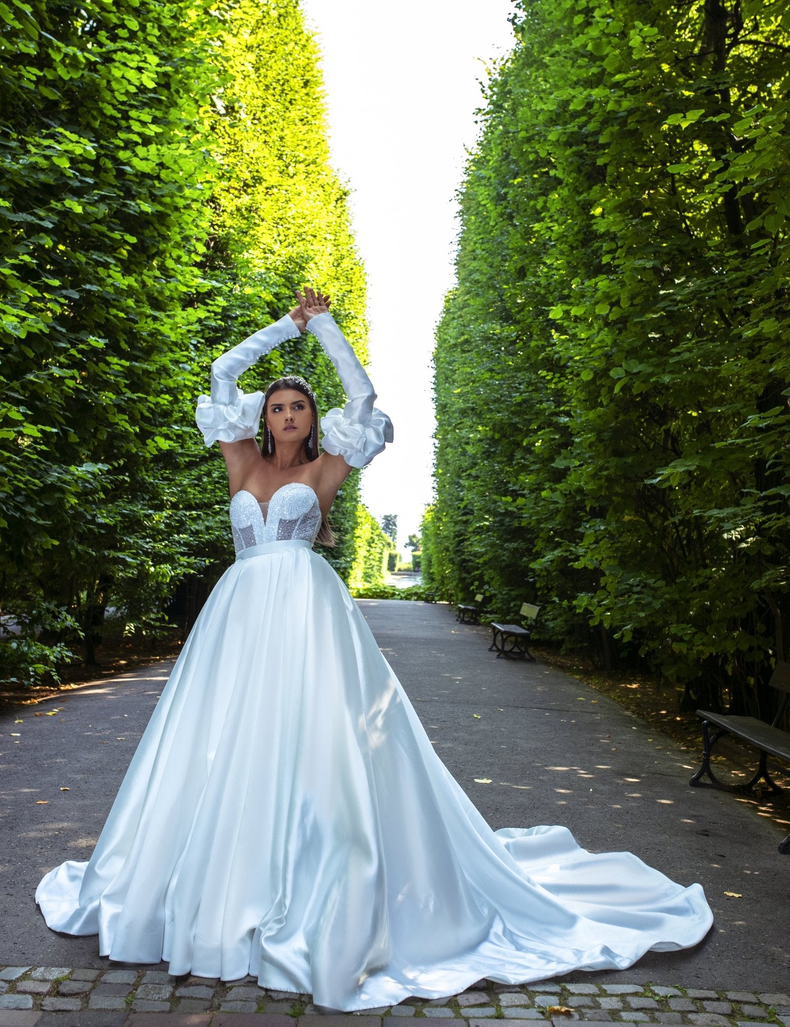 Dominique - Glam Convertible Wedding Dress with Sweetheart Neckline - Maxima Bridal