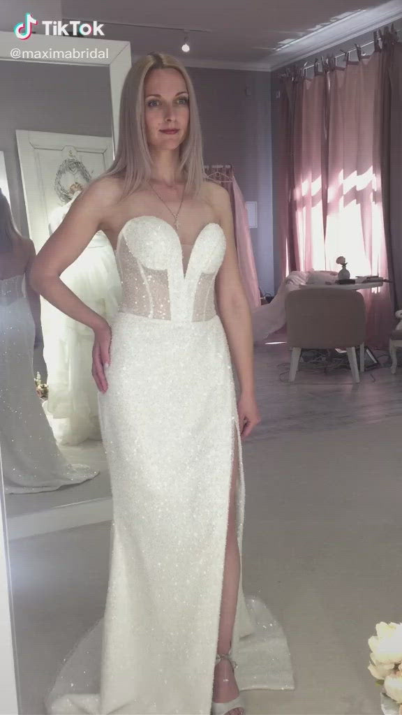 Dominique - Glam Convertible Wedding Dress with Sweetheart Neckline
