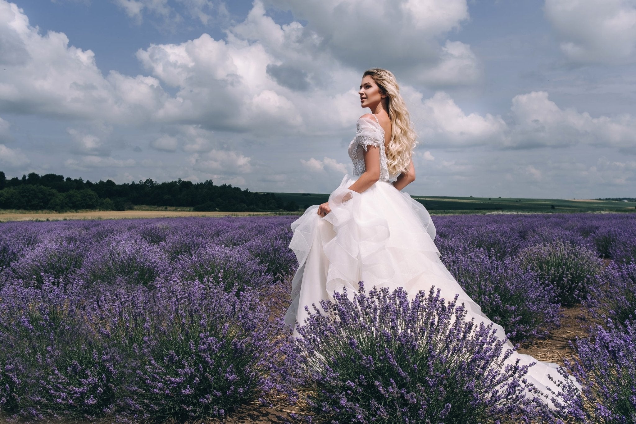 Elaine - Off the Shoulder Beaded Bodice Sweetheart Ball Gown with Ruffle Skirt - Maxima Bridal