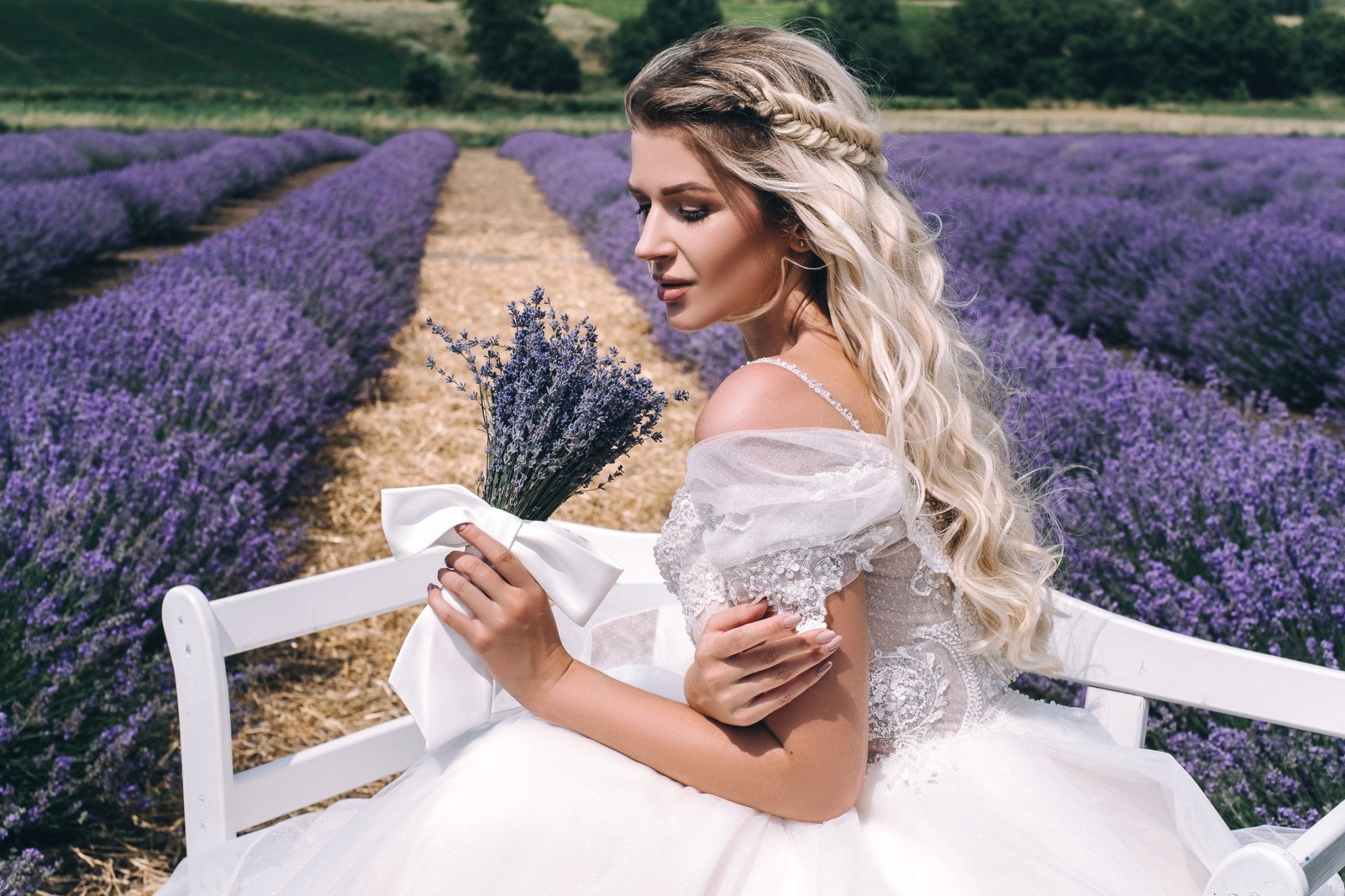 Elaine - Off the Shoulder Beaded Bodice Sweetheart Ball Gown with Ruffle Skirt - Maxima Bridal