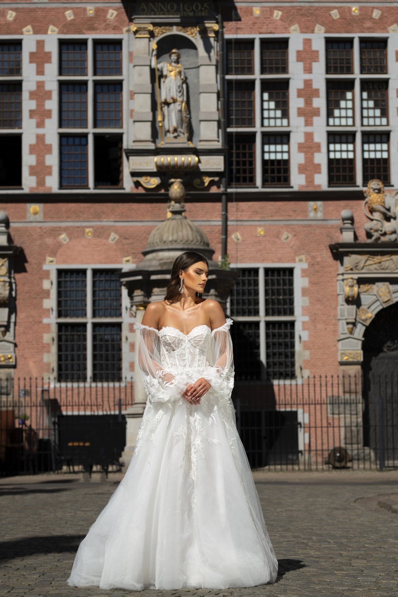 Elayne - Strapless Ball Gown with Sweetheart Bodice and Detachable Sleeves - Maxima Bridal