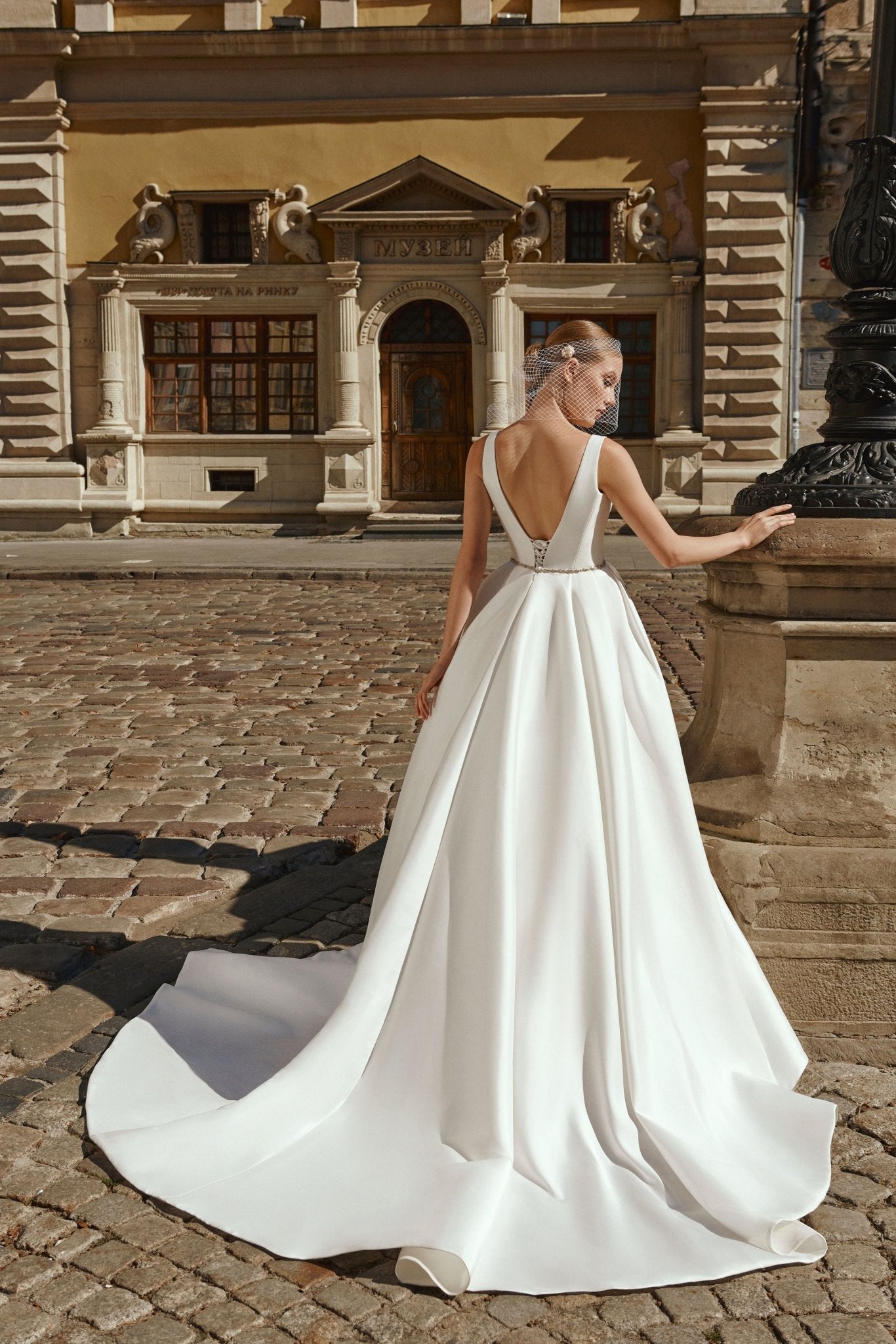 Eugene - Silk Mikado Organza Ball Gown with V - Neckline - Maxima Bridal
