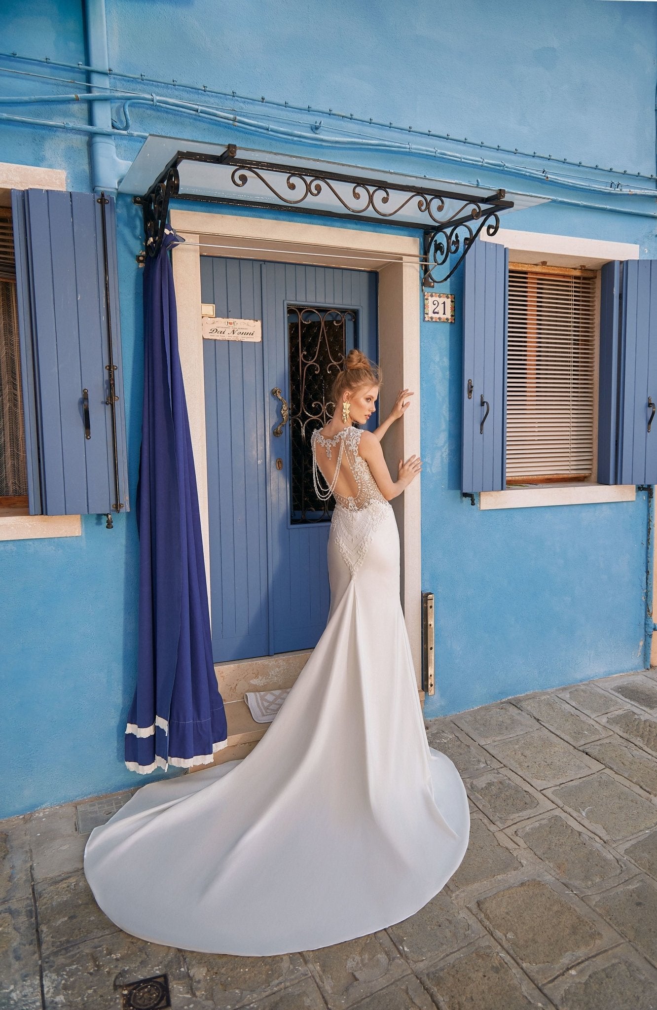 Giselle - Crepe Mermaid Wedding Dress with Illusion Neckline - Maxima Bridal