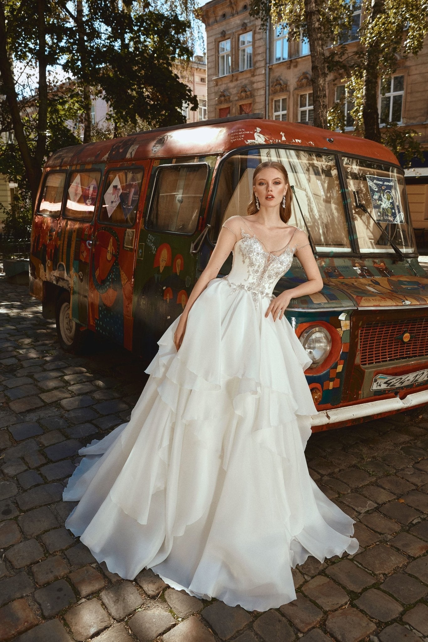 Luna - Beaded Bodice Ball Gown with Ruffle Skirt - Maxima Bridal