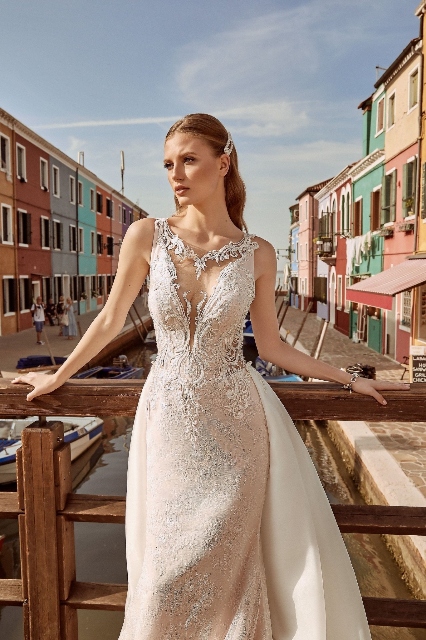 Monique - Sheath Wedding Dress with Detachable Train - Maxima Bridal