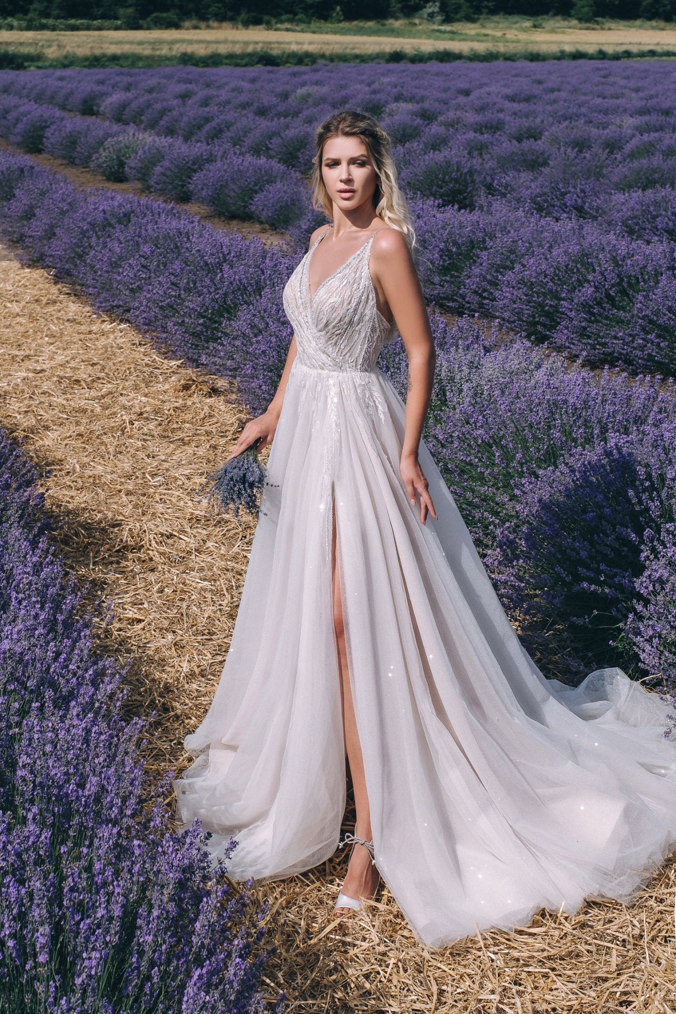 Remi - A - Line Wedding Dress with Side Slit - Maxima Bridal