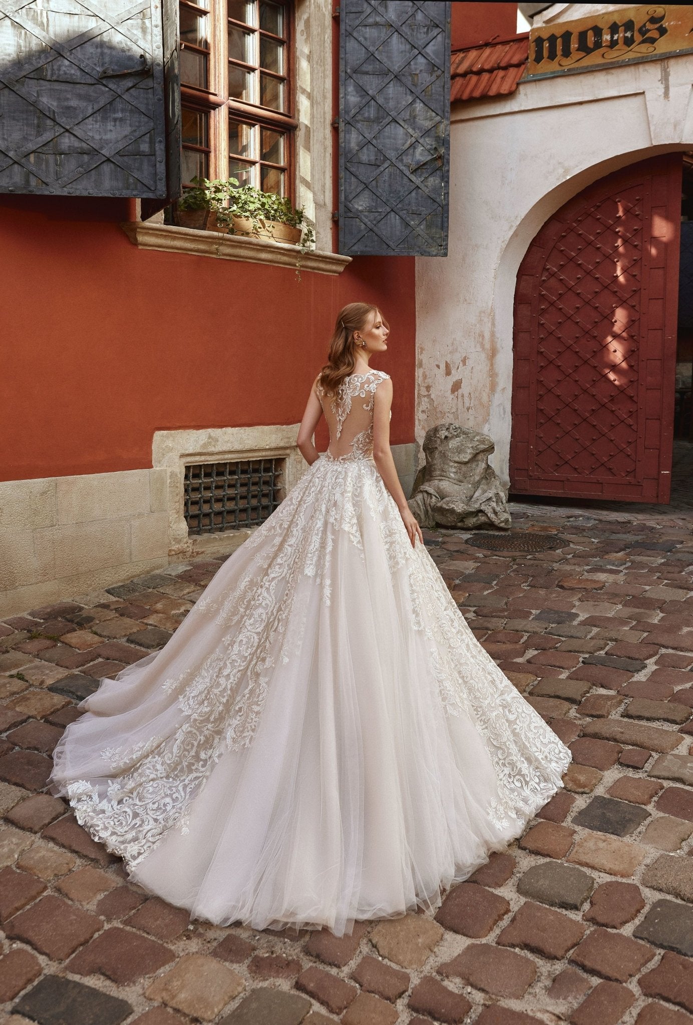 Serena - Lace and Tulle Ball Gown with Illusion Back - Maxima Bridal