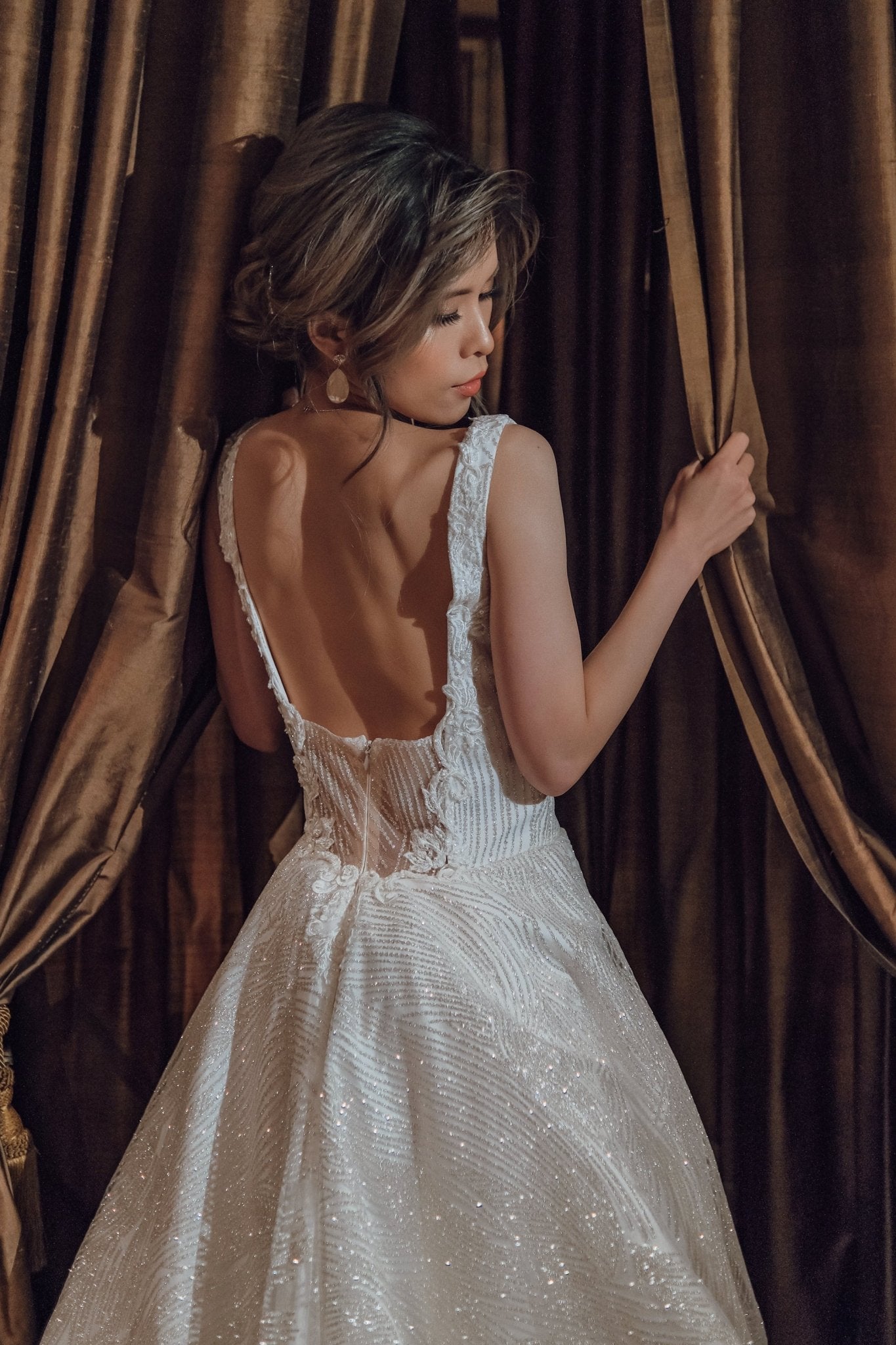 Solange - Sparkle Ball Gown with V - Neckline - Maxima Bridal